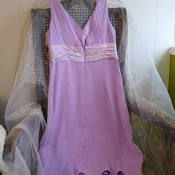 Tahari Arthur Levine lilac silk dress Size 4P NWT - Picture 4 of 8